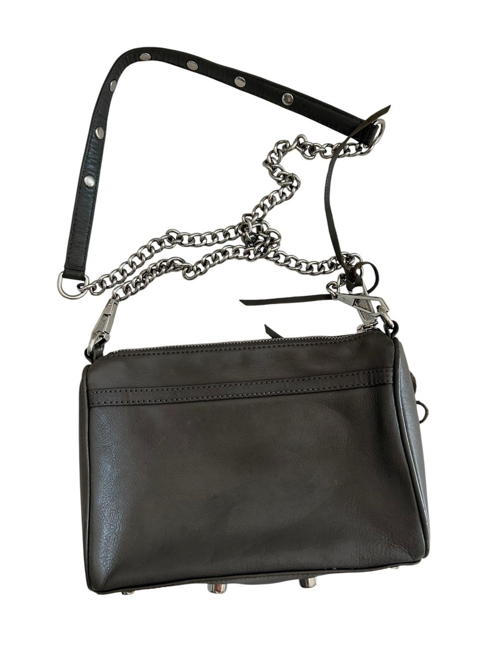 Rebecca Minkoff Mini MAC Leather Crossbody Bag – Gunmetal Gray - Picture 6 of 13